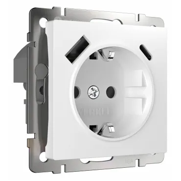 Розетка с заземлением, шторками и USB, без рамки Werkel белый W1171701 Розетка с заземлением, шторками и USB, без рамки Werkel белый W1171701