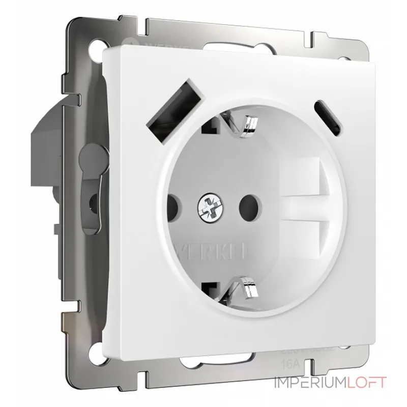 Розетка с заземлением, шторками и USB, без рамки Werkel белый W1171701 от ImperiumLoft Розетка с заземлением, шторками и USB, без рамки Werkel белый W1171701 от ImperiumLoft