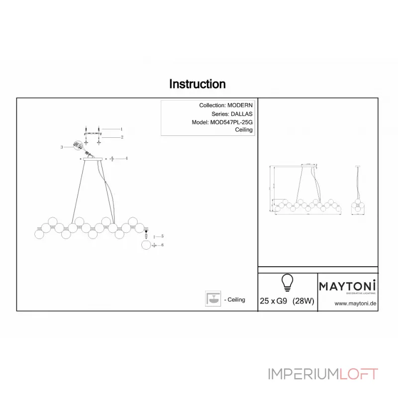 Подвесной светильник Maytoni MOD547PL-25G