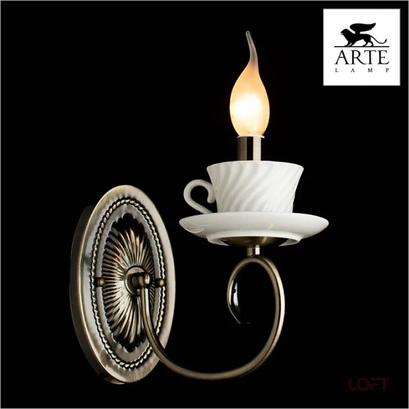 Бра Arte Lamp Teapot A6380AP-1AB Цвет арматуры бронза Цвет плафонов кремовый от ImperiumLoft Бра Arte Lamp Teapot A6380AP-1AB Цвет арматуры бронза Цвет плафонов кремовый от ImperiumLoft