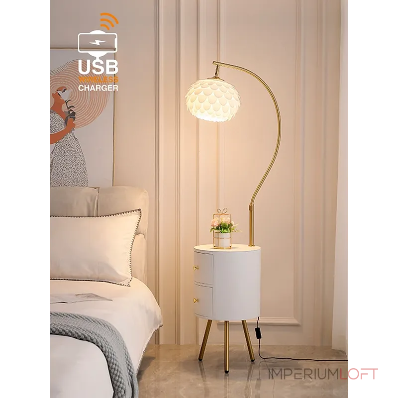 Напольная лампа с беспроводной зарядкой VER-9120W от ImperiumLoft