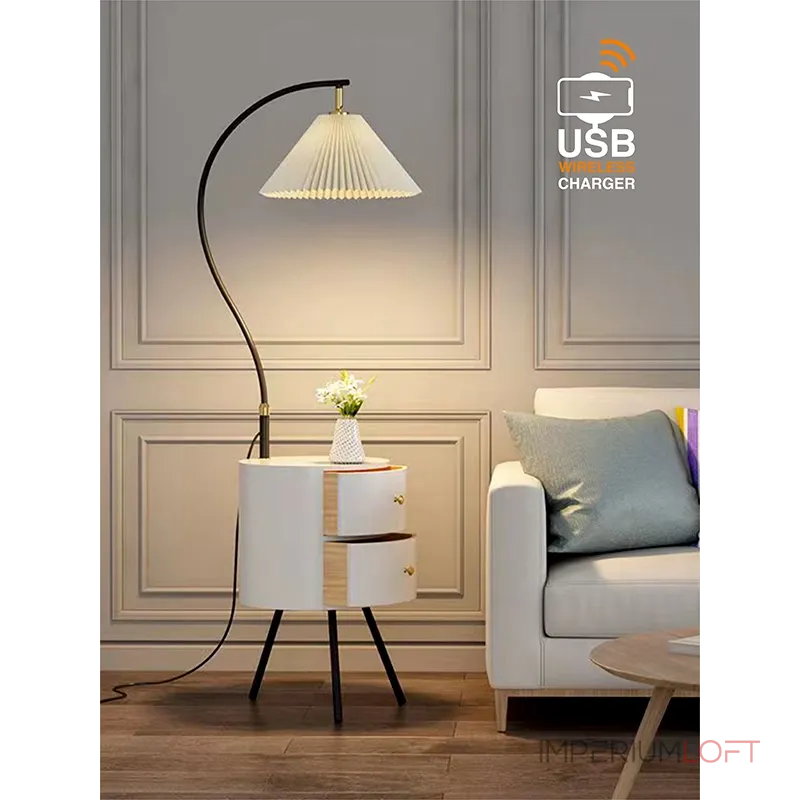Напольная лампа с беспроводной зарядкой VER-9120B от ImperiumLoft