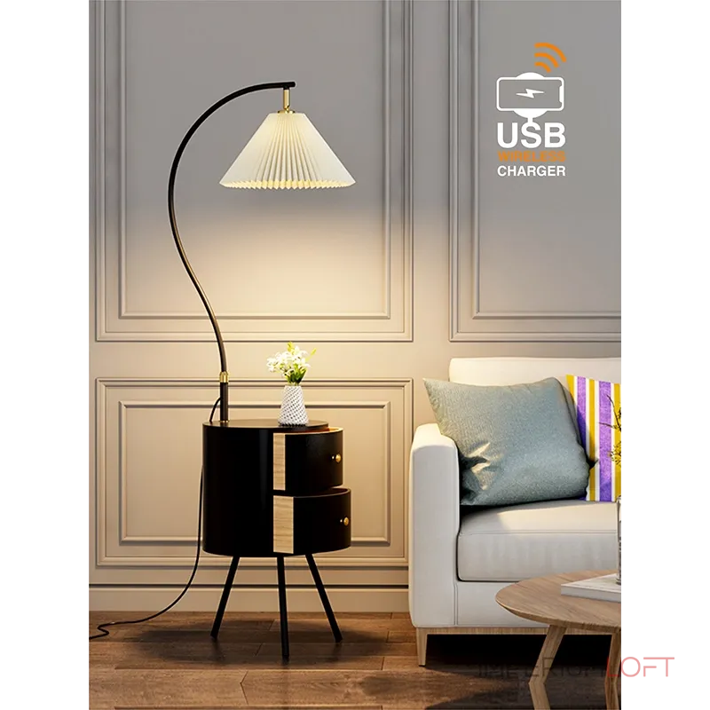 Напольная лампа с беспроводной зарядкой VER-9120B от ImperiumLoft