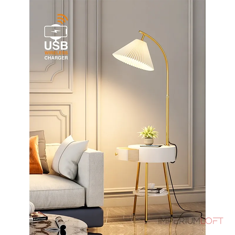 Напольная лампа с беспроводной зарядкой VER-9118G от ImperiumLoft