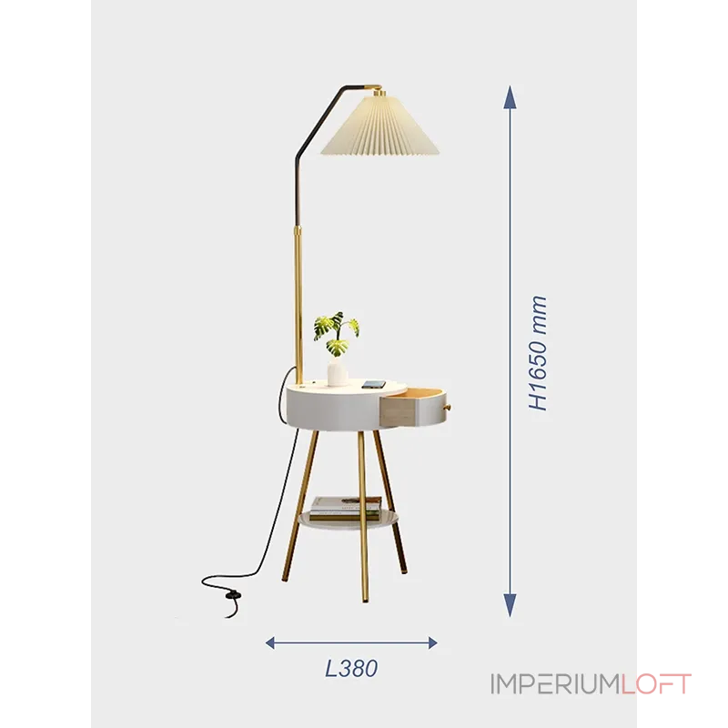 Напольная лампа с беспроводной зарядкой VER-9118G от ImperiumLoft