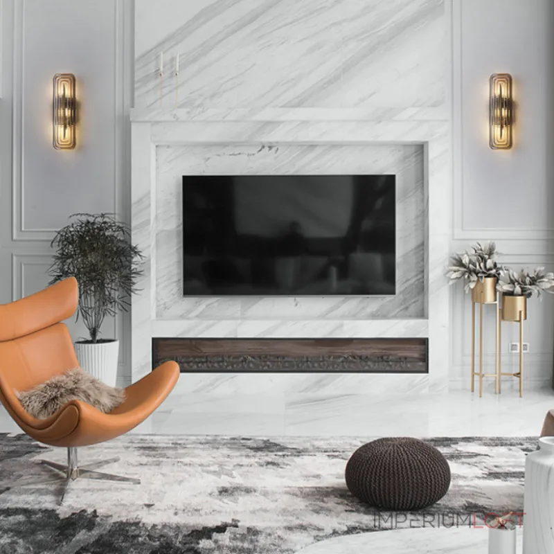 Настенный светильник Elegant Vein Grey H40 с фактурным стеклянным плафоном от Vinsa Настенный светильник Elegant Vein Grey H40 с фактурным стеклянным плафоном от Vinsa