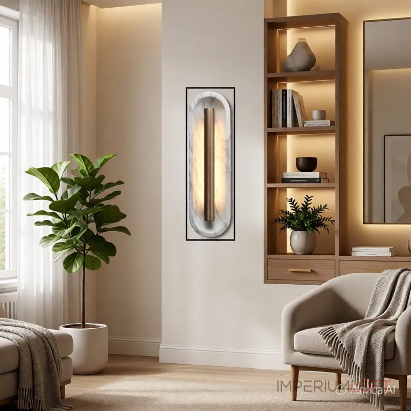 Настенный светильник Stone Embrace B с плафоном из мрамора от VINSA Настенный светильник Stone Embrace B с плафоном из мрамора от VINSA