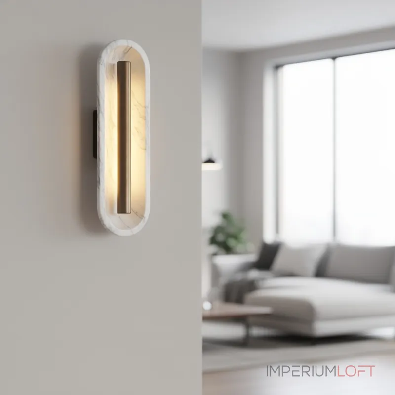 Настенный светильник Stone Embrace B с плафоном из мрамора от VINSA Настенный светильник Stone Embrace B с плафоном из мрамора от VINSA