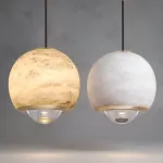Подвесной светильник HENNEKE MARBLE Cloud Marble A с шарообразным плафоном из натурального мрамора от ImperiumLoft
