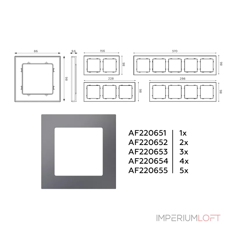 Рамка ALFA Techno (Антрацит серый) 5-ая AF220655 от ImperiumLoft