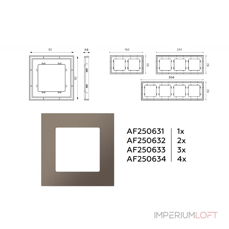Рамка ALFA Qubi (Темная бронза матовый) 1-ая AF250631 от ImperiumLoft