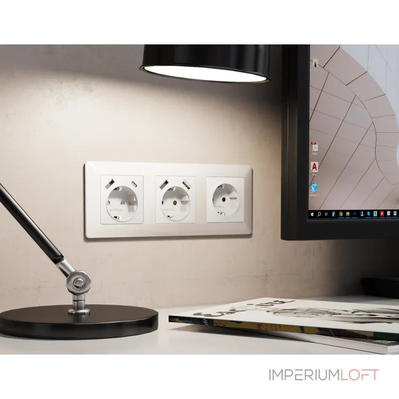 Лицевая панель для электрической розетки с заземлением со шторками 2USB A+A Ambrella Volt ALFA AP1090 Лицевая панель для электрической розетки с заземлением со шторками 2USB A+A Ambrella Volt ALFA AP1090