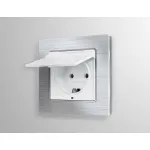 Лицевая панель ALFA (Белый матовый) для электрической розетки с/з со шторками и крышкой IP44 QUANT AP1280 от ImperiumLoft