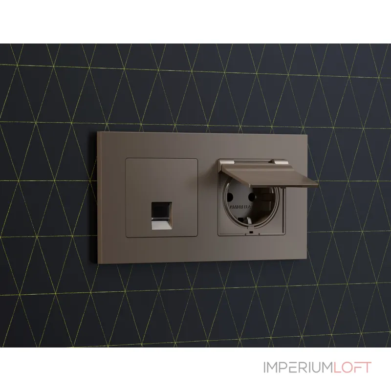 Лицевая панель для компьютерной/телефонной розетки RJ-45/RJ-11 Ambrella Volt ALFA AP6420