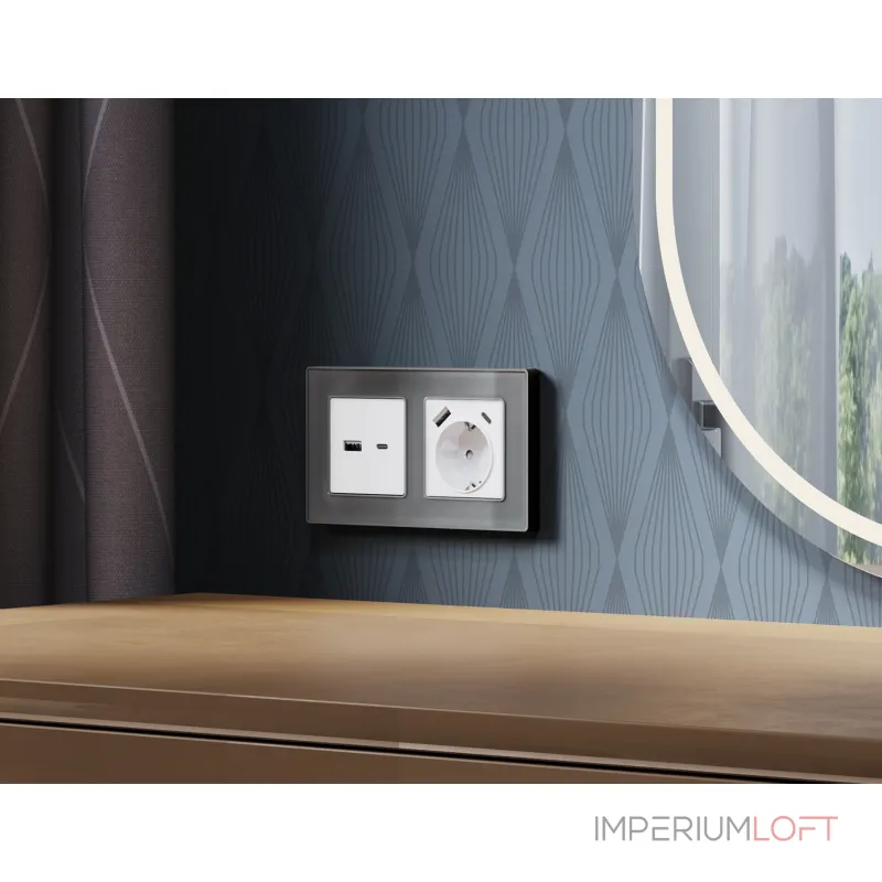 Комплект механизма розетки 2USB A+C 20W быстрая зарядка Ambrella Volt MA MA131010 Комплект механизма розетки 2USB A+C 20W быстрая зарядка Ambrella Volt MA MA131010