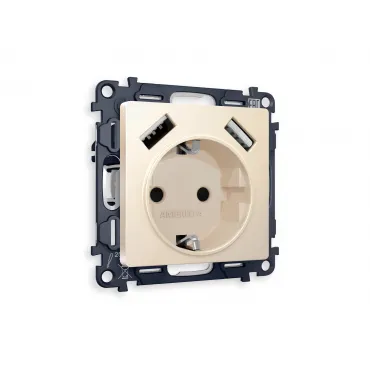 Комплект механизма электрической розетки 2USB A+A 18W быстрая зарядка с заземлением со шторками 2P+E 16A-250V Ambrella Volt MA MA329010 Комплект механизма электрической розетки 2USB A+A 18W быстрая зарядка с заземлением со шторками 2P+E 16A-250V Ambrella Volt MA MA329010