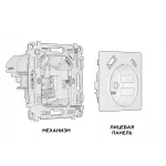 Комплект механизма электрической розетки 2USB A+C 20W быстрая зарядка с заземлением со шторками 2P+E 16A-250V Ambrella Volt MA MA370010