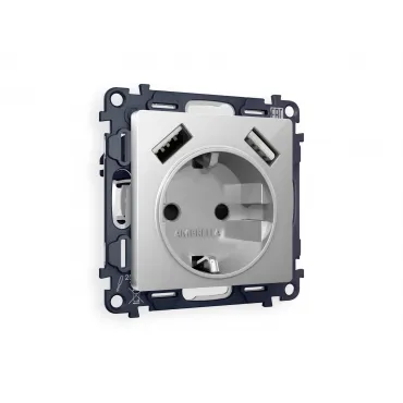 Комплект механизма электрической розетки 2USB A+A 18W быстрая зарядка с заземлением и шторками 2P+E 16A-250V Ambrella Volt MA MA409010 Комплект механизма электрической розетки 2USB A+A 18W быстрая зарядка с заземлением и шторками 2P+E 16A-250V Ambrella Volt MA MA409010