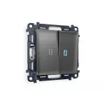 Комплект механизма 2-клавишного проходного выключателя с подсветкой 10000K ALFA MA654040 Антрацит серый QUANT от ImperiumLoft