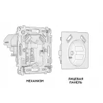Комплект механизма электрической розетки 2USB A+A 18W быстрая зарядка с заземлением и шторками 2P+E 16A-250V Ambrella Volt MA MA909010