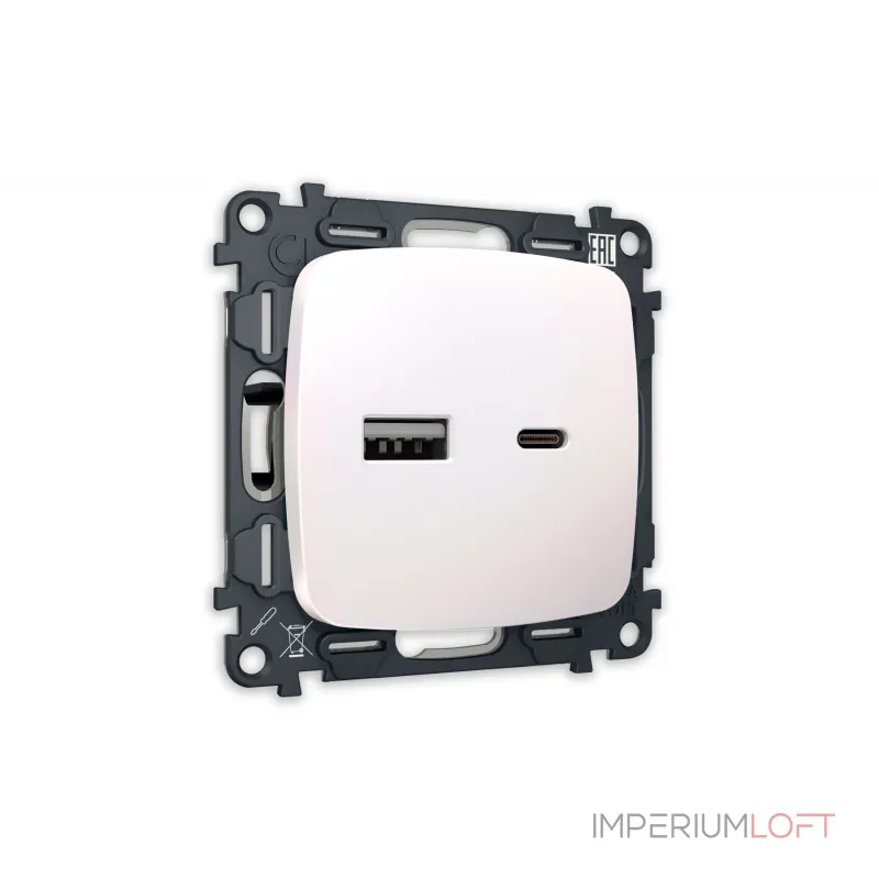 Комплект механизма розетки 2USB A+C 20W быстрая зарядка Ambrella Volt MO MO211010 Комплект механизма розетки 2USB A+C 20W быстрая зарядка Ambrella Volt MO MO211010