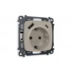 Комплект механизма электрической розетки 2USB A+C 20W быстрая зарядка с заземлением со шторками 2P+E 16A-250 Ambrella Volt MO MO370010