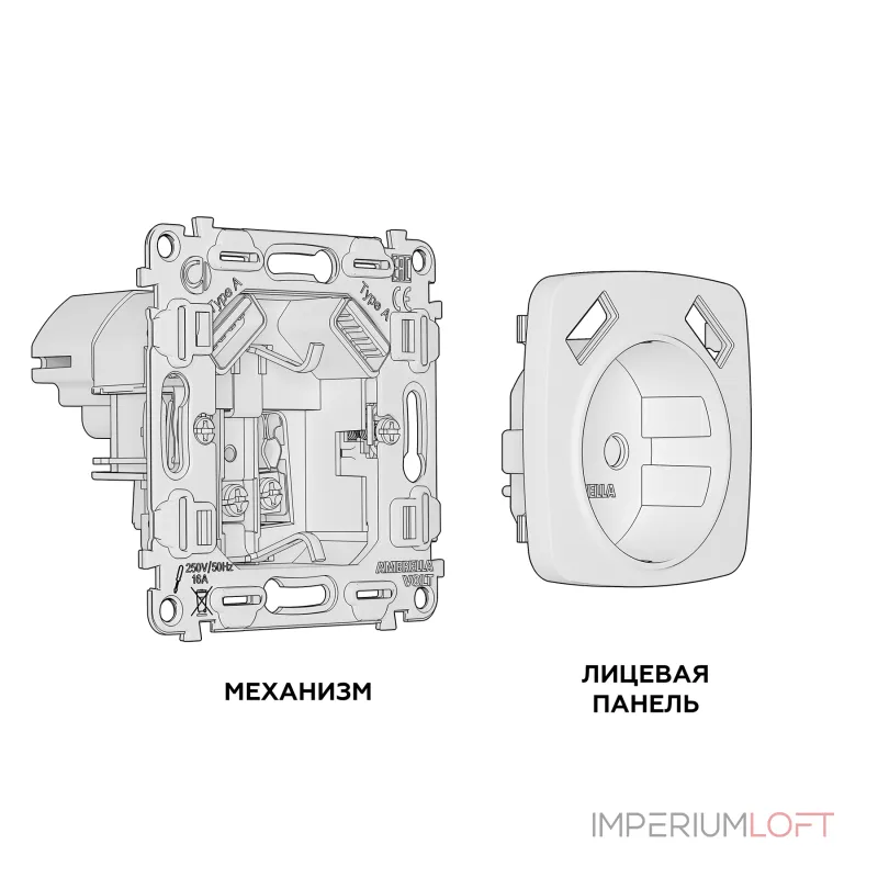 Комплект механизма электрической розетки 2USB A+A 18W быстрая зарядка с заземлением и шторками 2P+E 16A-250V Ambrella Volt MO MO409010 Комплект механизма электрической розетки 2USB A+A 18W быстрая зарядка с заземлением и шторками 2P+E 16A-250V Ambrella Volt MO MO409010