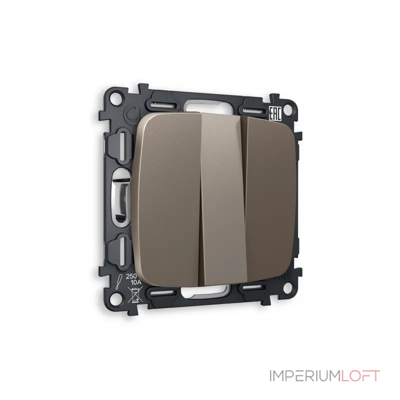 Комплект механизма 3-клавишного выключателя Ambrella Volt MO MO635010 Комплект механизма 3-клавишного выключателя Ambrella Volt MO MO635010