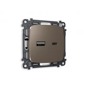 Комплект механизма розетки 2USB A+C 20W быстрая зарядка Volt QUANT MO641010