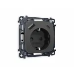 Комплект механизма электрической розетки 2USB A+C 20W быстрая зарядка с заземлением и шторками 2P+E 16A-250 Ambrella Volt MO MO910010