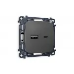 Комплект механизма розетки 2USB A+C 20W быстрая зарядка Ambrella Volt MO MO911010