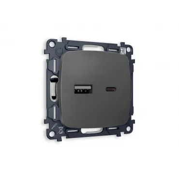 Комплект механизма розетки 2USB A+C 20W быстрая зарядка Ambrella Volt MO MO911010 Комплект механизма розетки 2USB A+C 20W быстрая зарядка Ambrella Volt MO MO911010