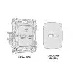 Комплект механизма розетки 2USB A+C 20W быстрая зарядка Ambrella Volt MO MO911010