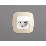Лицевая панель для электрической розетки с/з со шторками и крышкой IP44 Ambrella Volt OMEGA OP1280