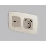 Лицевая панель для розетки 2USB тип A+C Ambrella Volt OMEGA OP3710