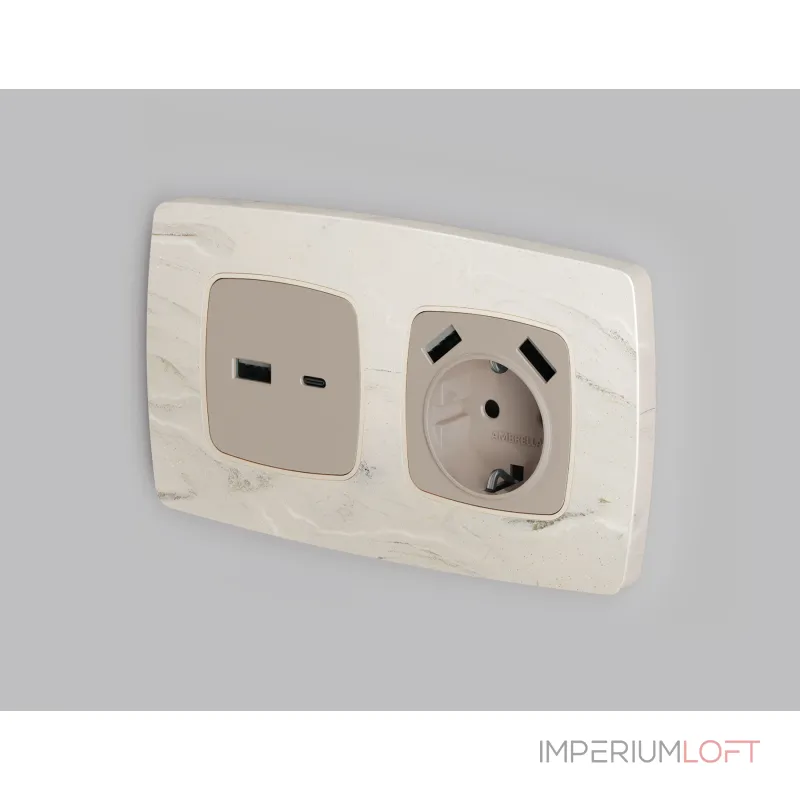 Лицевая панель для розетки 2USB тип A+C Ambrella Volt OMEGA OP3710 Лицевая панель для розетки 2USB тип A+C Ambrella Volt OMEGA OP3710