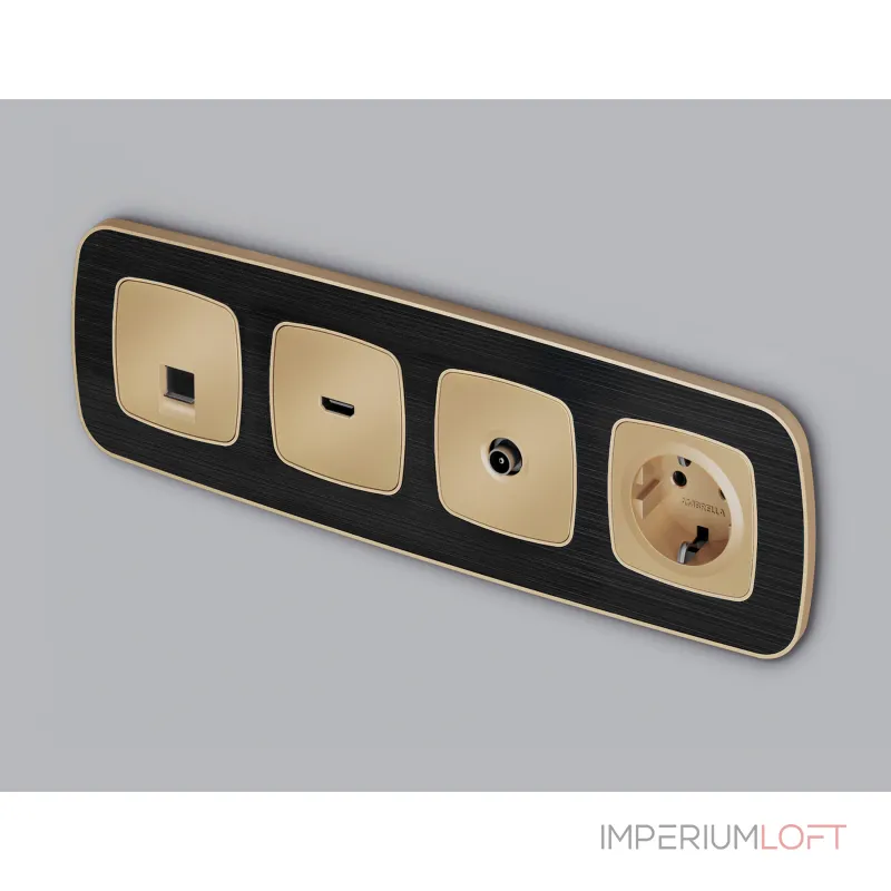 Лицевая панель OMEGA (Шампань) для электрической розетки с заземлением QUANT OP6060 от ImperiumLoft Лицевая панель OMEGA (Шампань) для электрической розетки с заземлением QUANT OP6060 от ImperiumLoft