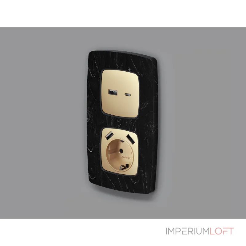 Лицевая панель для розетки 2USB тип A+C Ambrella Volt OMEGA OP6110