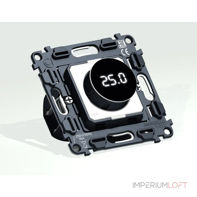 Механизм терморегулятора с цифровым дисплеем с подсветкой и датчиком для теплого пола 16A-250V Volt QUANT VM1385 от ImperiumLoft
