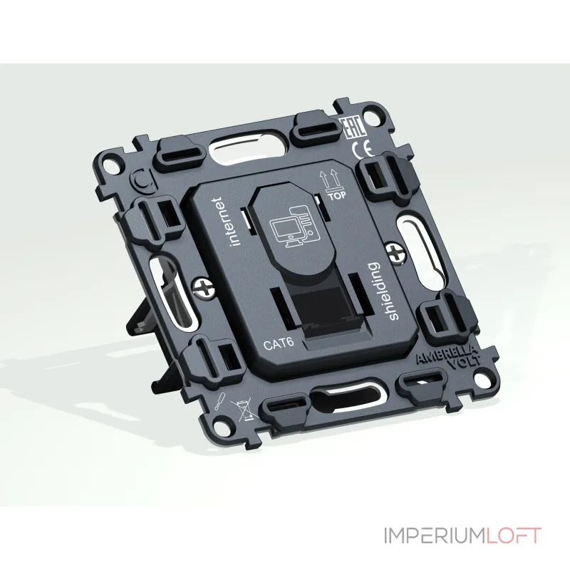 Механизм компьютерной розетки RJ-45 (8P8C) CAT6A экранированной с автоматической защитной шторкой Volt QUANT VM185 от ImperiumLoft