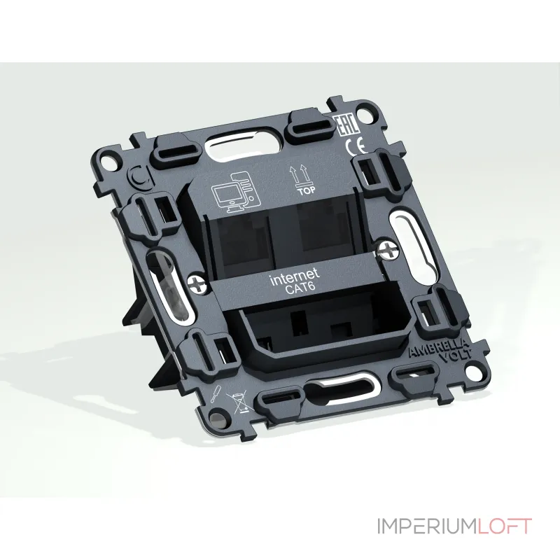 Механизм компьютерной двойной розетки RJ-45 (8P8C) CAT6 с автоматической защитной шторкой Volt QUANT VM189 от ImperiumLoft