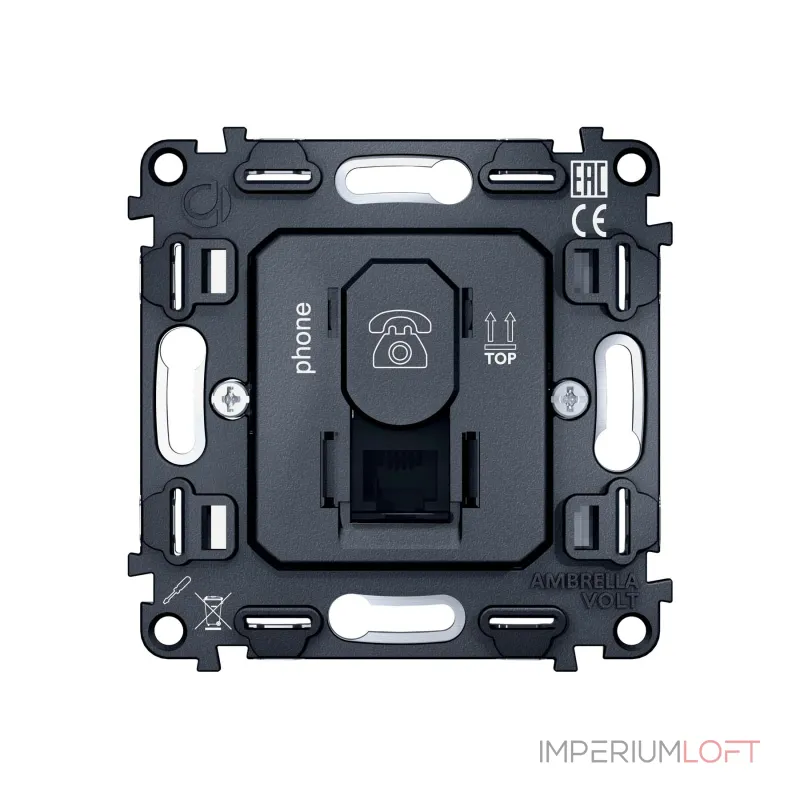 Механизм телефонной розетки RJ-11 (4P4C) с автоматической защитной шторкой Ambrella Volt VM VM190 Механизм телефонной розетки RJ-11 (4P4C) с автоматической защитной шторкой Ambrella Volt VM VM190