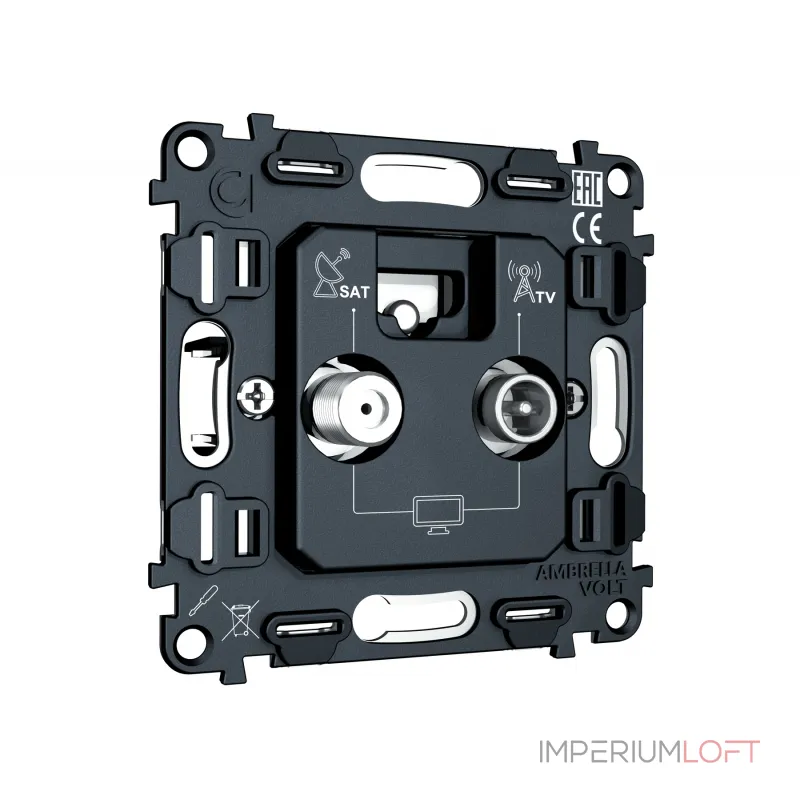 Механизм розетки TV оконечной + SAT 5-862MHz 3.5dB/950-2150MHz 3.5dB Volt QUANT VM217 от ImperiumLoft