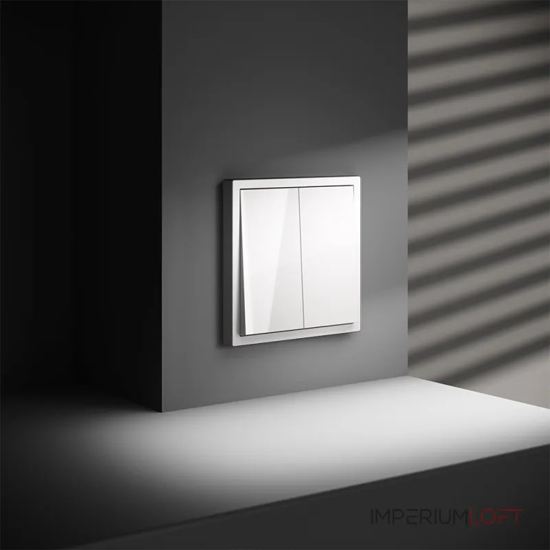 Перекрестный переключатель встраиваемый S70 двухклавишный 10А (белый глянцевый) Voltum VLS020501 от ImperiumLoft