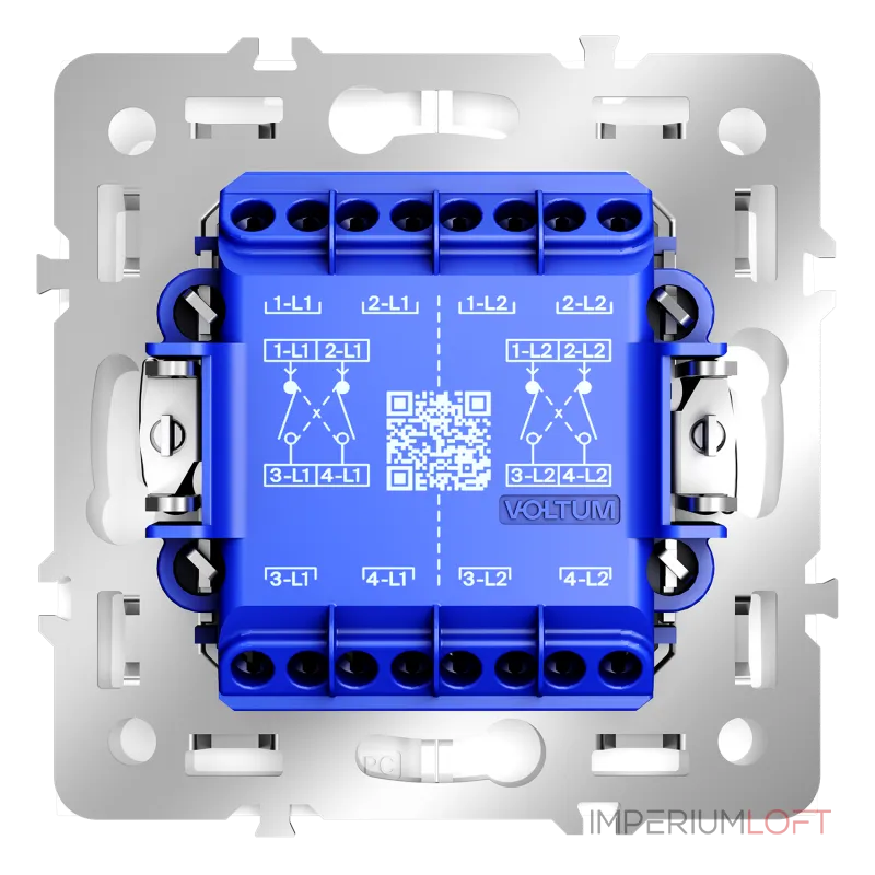 Перекрестный переключатель встраиваемый S70 двухклавишный 10А (белый глянцевый) Voltum VLS020501 от ImperiumLoft