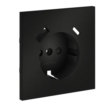 Накладка для розетки с заземлением и защитными шторками с USB A+C S70 (черный матовый) Voltum VLS001008