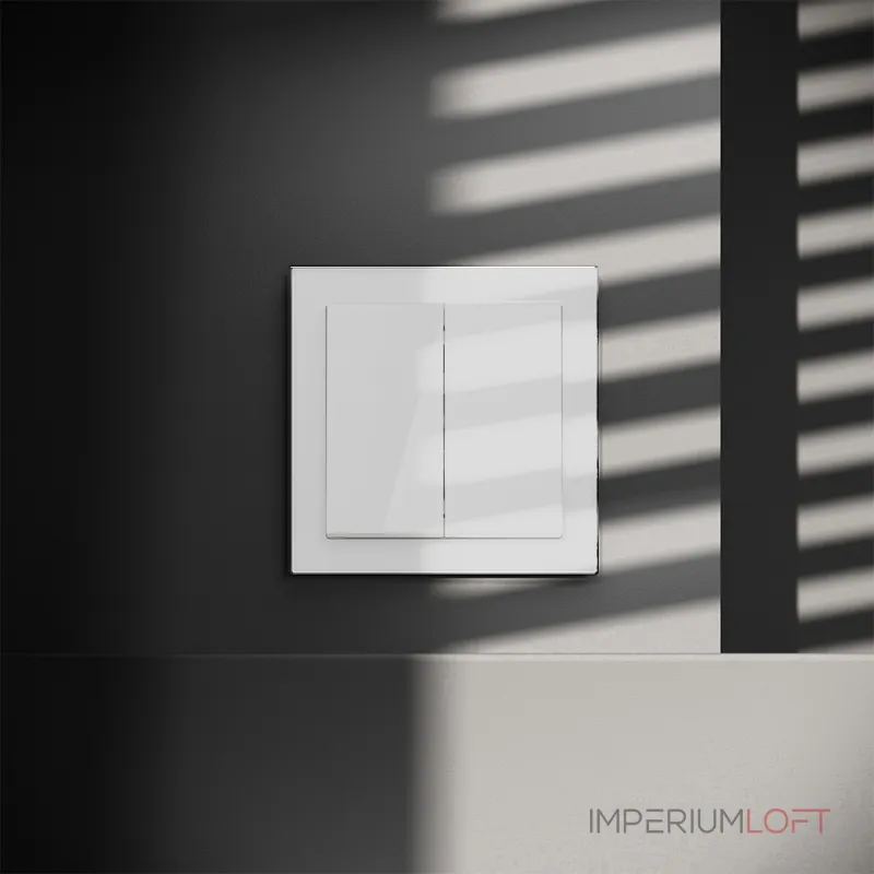 Перекрестный переключатель встраиваемый S70 двухклавишный 10А (белый глянцевый) Voltum VLS020501 от ImperiumLoft