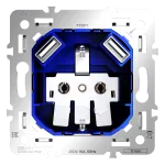 Механизм розетки с заземлением и защитными шторками 16А с USB A+A S70 Voltum VLS0404M от ImperiumLoft