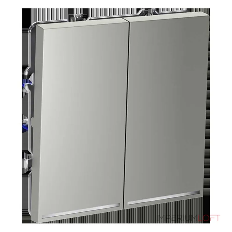 Выключатель встраиваемый S70 двухклавишный с подсветкой 10А (сталь) Voltum VLS020205