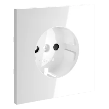 Накладка для розетки с заземлением и защитными шторками S70 (белый глянцевый) Voltum VLS000701